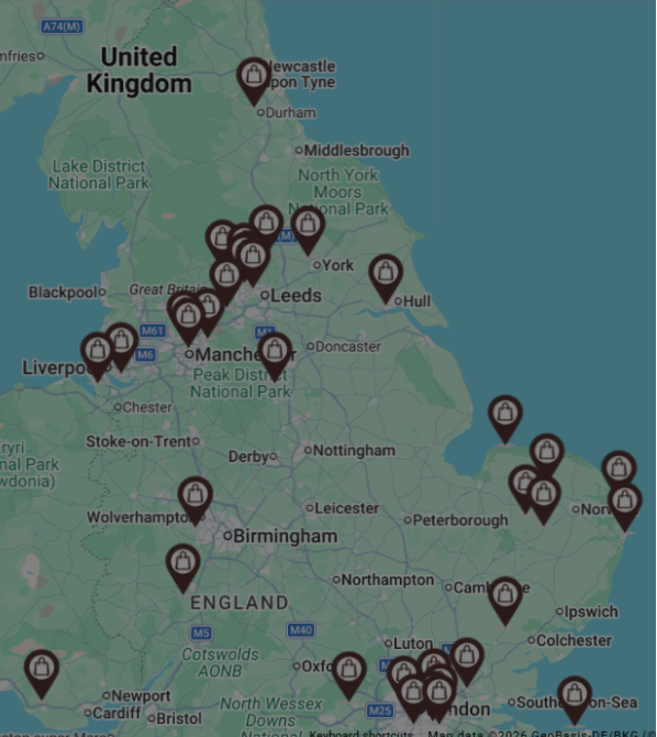 Map showing Moroccan Tan salon locations